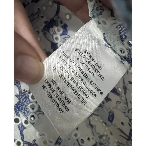 NWT Sachin Babi Blue Floral Eyelet “Millie Vine” Top & Shorts Set Size S - Picture 13 of 13